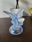 iridescent opalescent glass butterfly Fenton figurine on branch Blue/Purple