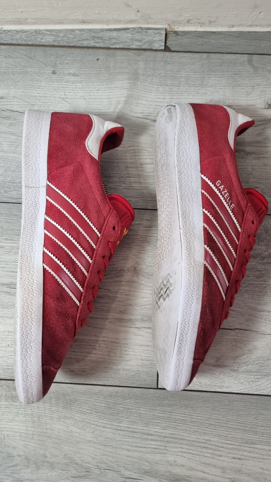 Adidas Originals Gazelle OG 2013 Trainers UK 7.5 Red Suede White 3 Stripe Retro image 4