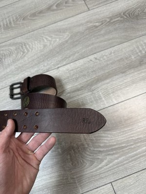 RRL Double RL Leather Belt Western Metal Logo brown avantgarde USA
