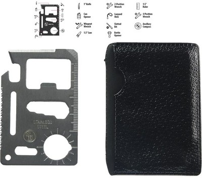 SE 11-Function Stainless Steel Survival Pocket Tool Compact Multi-Tool W Case