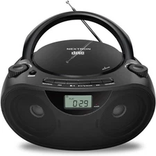 Portable CD Boombox with Bluetooth USB Radio and Bass Boost CD Player Black