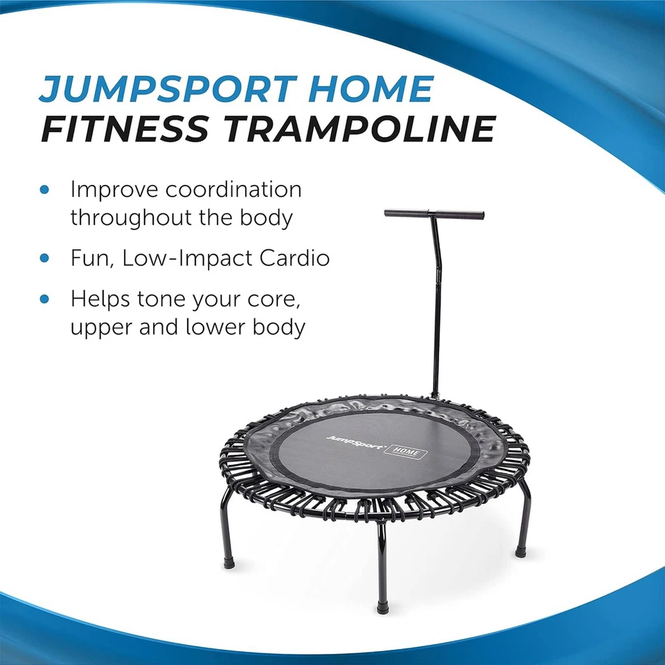 JumpSport Round Home Fitness Indoor Mini Rebounder Trampoline for Adults, Black - Image 4 of 4