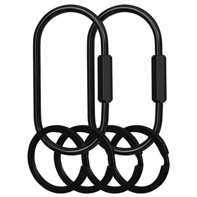 Key Chain, Brass Key Rings 2 Pack Screw Lock Key Organizer with 4 Rings Carab...