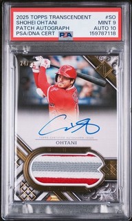 2025 TOPPS TRANSCENDENT SHOHEI OHTANI GAME USED PATCH AUTO /25 PSA 9 10 AUTO HC