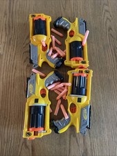 Lot of 4 Nerf Dart Blasters Maverick Rev6 N-Strike Yellow Revolver Lot