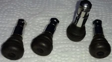 TR413 SNAP-IN TIRE CHROME SLEEVE VALVE STEMS BLACK RUBBER (4 pcs)