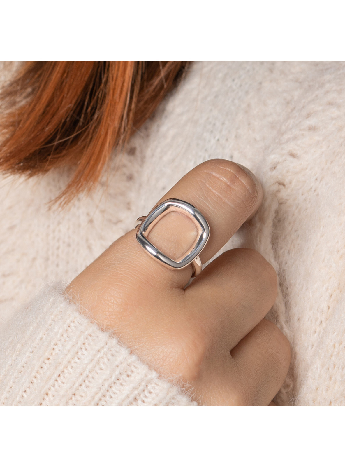 Bague rectangle argent 925 massif véritable poinçonné joaillerie