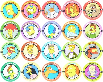 #ad Lot of 20 Pogs The Simpsons From 1994 SkyCaps SkyBox Bongo Comics Group $20.00