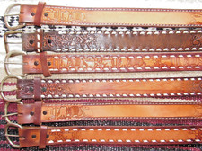 Western C M Co/Sheyenne Tooled/Buckstitch Leather Belts 6 pc Size 20 NEW