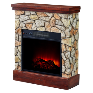 Electric Fireplace Heater Real Flame Stone Mantel Tv Stand Wall