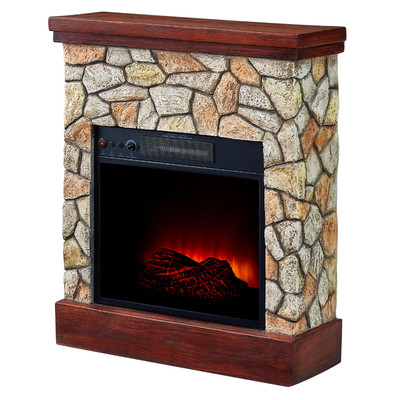 Electric Fireplace Heater Real Flame Stone Mantel Tv Stand Wall