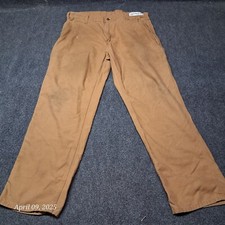 Carhartt Canvas Carpenter Dungaree Fit Rental Work Pants Men Size 38x32 Brown