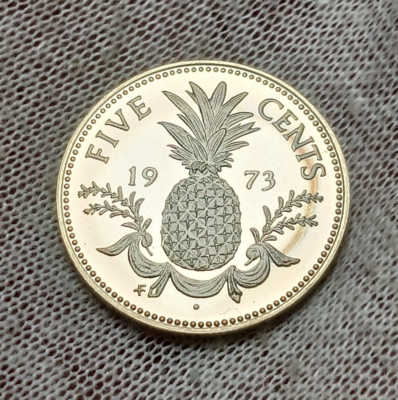 1973 Bahamas 5 Cents Proof - Pineapple - Five Cents