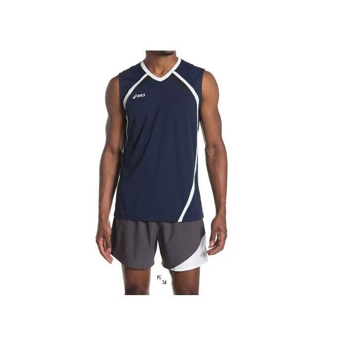 Asics Men's Tyson Sleeveless Activewear Volleyball Jersey Top, Blue, Small