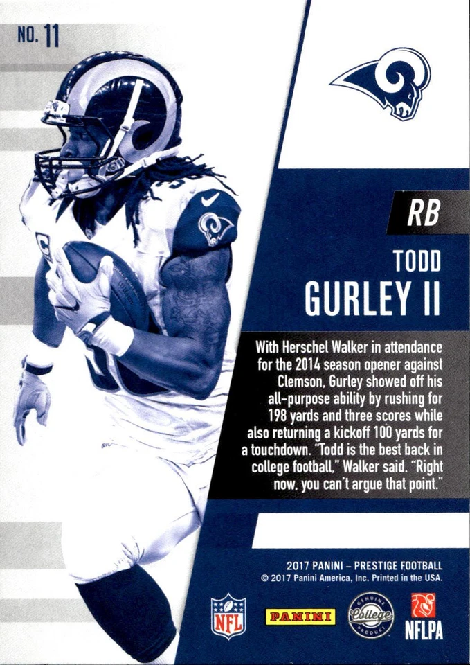 2017 Panini Prestige #11 Todd Gurley II Alma Maters - Image 2 of 2