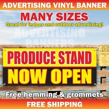 PRODUCE STAND NOW OPEN Advertising Banner Vinyl Mesh Sign Farm Vegetable Fruit