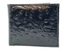Black Leather Ostrich Print Men’S Bifold Wallet Cowboy Flap Top Card Holder Nr
