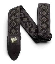 Ernie Ball 4093 2in Classic Jacquard strap with leather ends, Regal Black