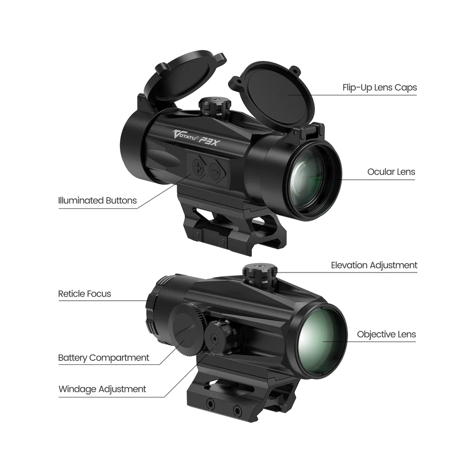 Призматический прицел Votatu P3X Shake Awake с 3-кратным увеличением призматический прицел с вытравленным R... - Изображение 3 из 4