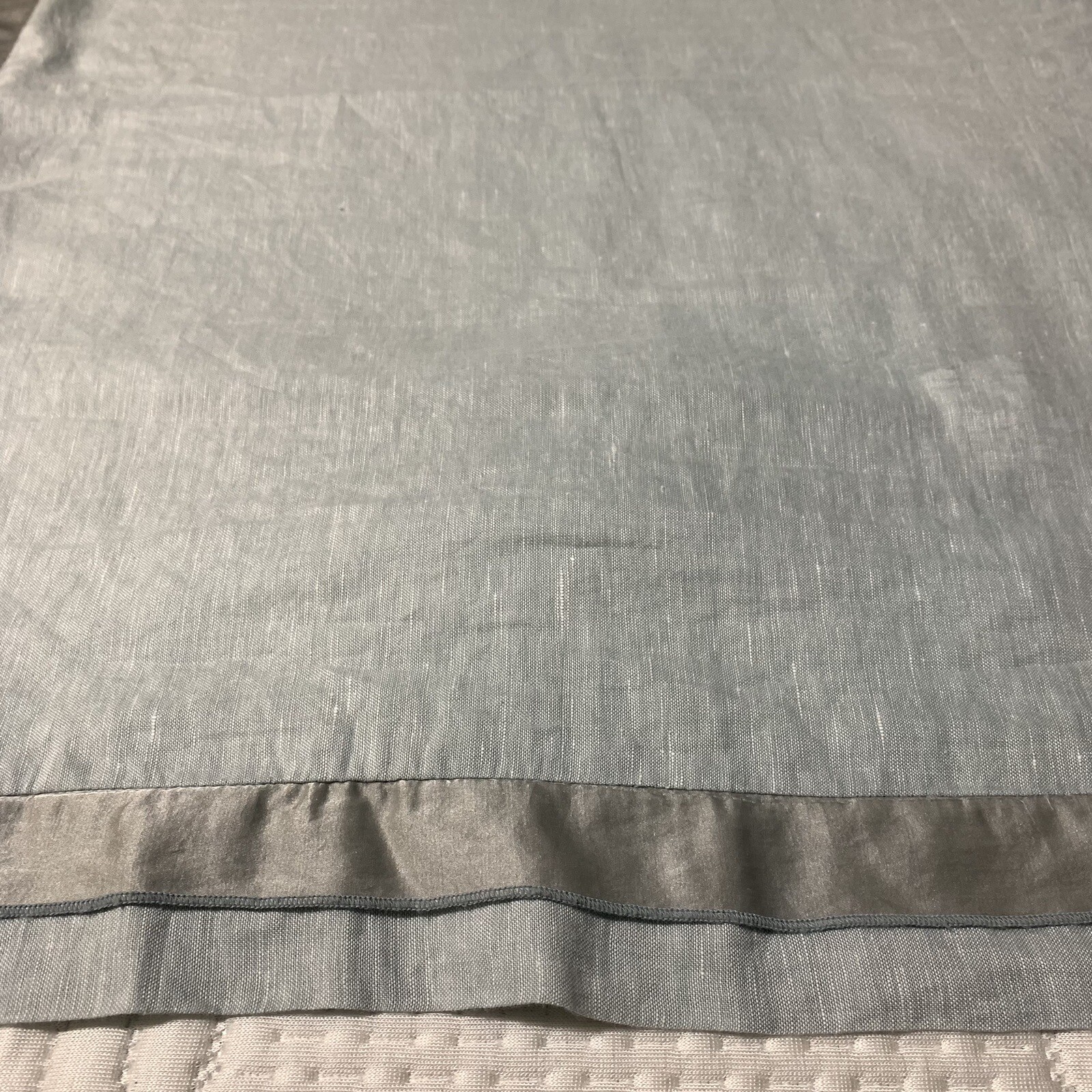 Pottery Barn Pillow Sham Standard Light Blue Satin Stripe Linen Cotton 26x20