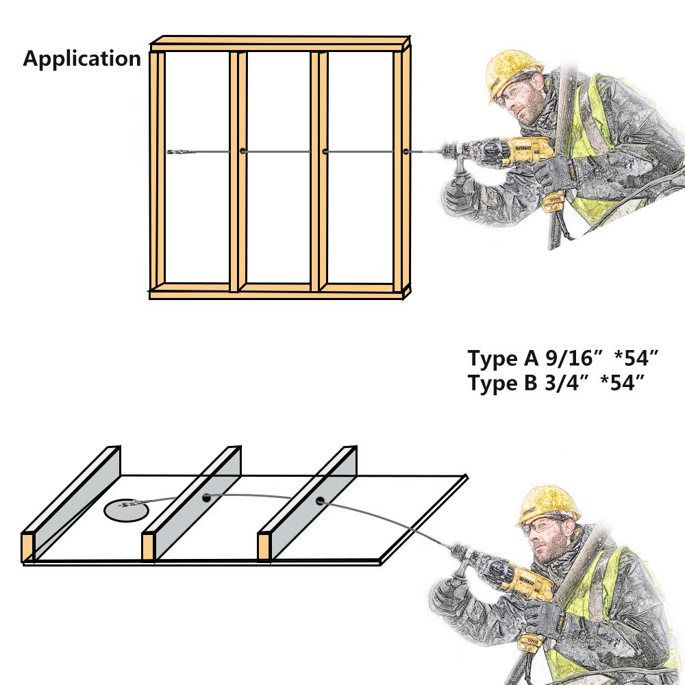 Flexible Installer Drill Bit Fish Bit for Pulling Wire through Tight