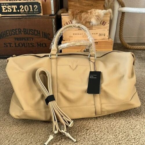 Authentic Tesla Moab Weekender Bag Soft Nappa Tan Leather RARE Model S, 3, X, Y - 第 1/6 張圖片