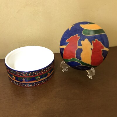 Skye McGhie Dawn Oman Native Art Fine Porcelain 3 Howling Wolves Trinket Box
