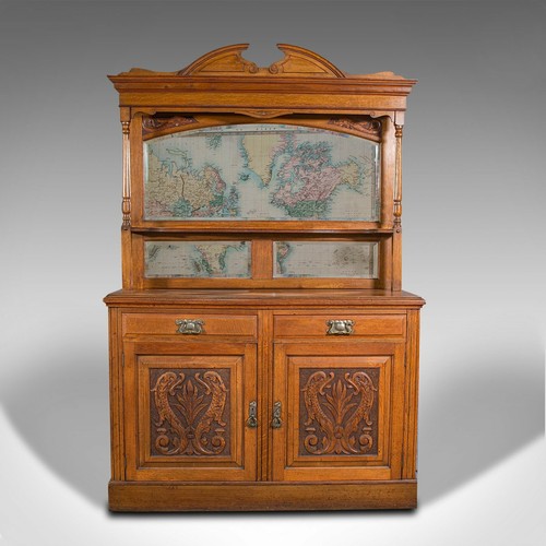 Large Antique Sideboard, English, Oak, Mirror, Cabinet, Arts & Crafts, Victorian - Picture 2 of 12