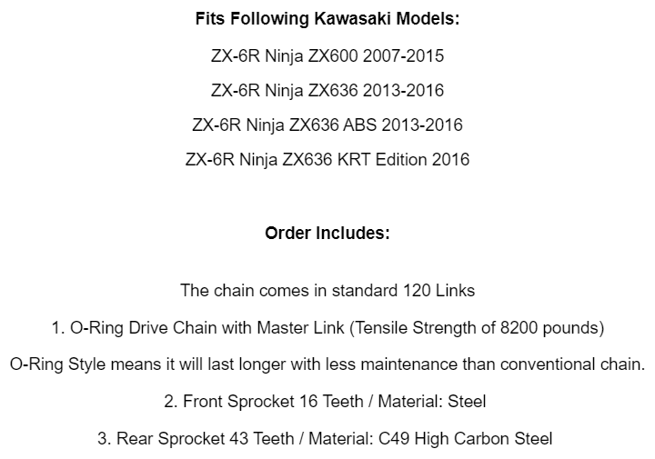 Blue O-Ring Drive Chain & Sprockets Kit for Kawasaki ZX-6R Ninja