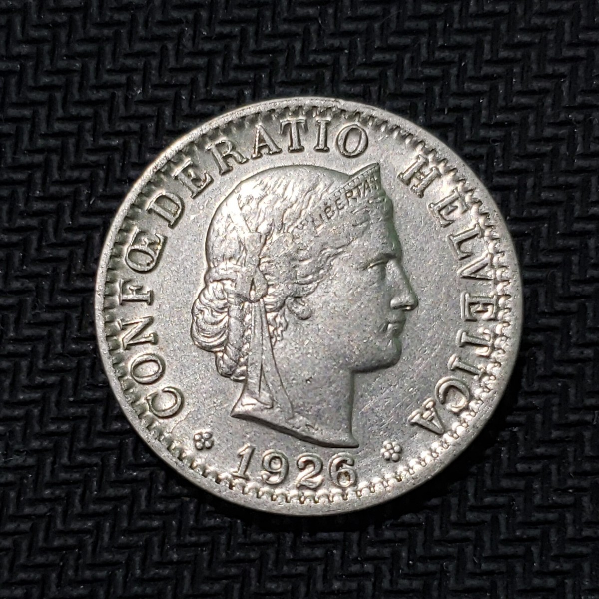 1926 SWITZERLAND: Twenty (20) Rappen Coin - CONFOEDERATIO