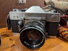Petri FT Film SLR Untested and 4 Lenses 3 Near Mint , Vintage Camera Case