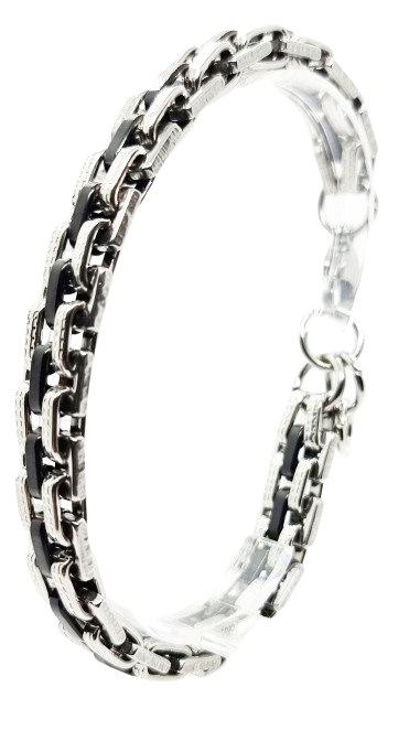 Keybella Bracciale Braccialetto per Uomo Braccialetto Catena in Acciaio Inox Nero Argento Keybella Bracciale Braccialetto per Uomo Braccialetto Catena in Acciaio Inox Nero Argento
