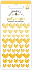 Doodlebug Self-Adhesive Stickers Puffy Heart Shapes 3 Sizes Yellow Bumblebee