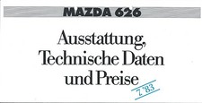 Auto Brochure - Mazda - 626 - Specifications - 1983 - GERMAN prospekt (A1228) 