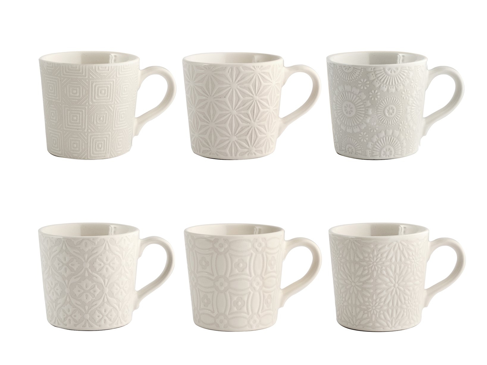 H&h set 6 tazze silhouette in stoneware cc 80