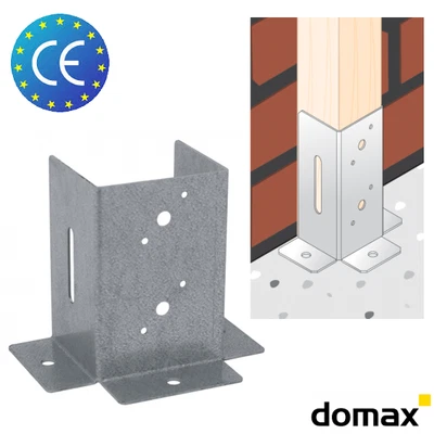 DOMAX Piedino di supporto PSPDX manicotto avvitabile palo zinco zincato argento CE
