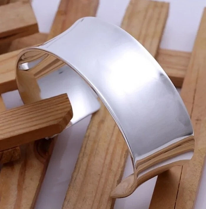 Klassischer Armreif Armspange 925 Silber Pl. breit glänzend poliert. Damen - Bild 4 von 4