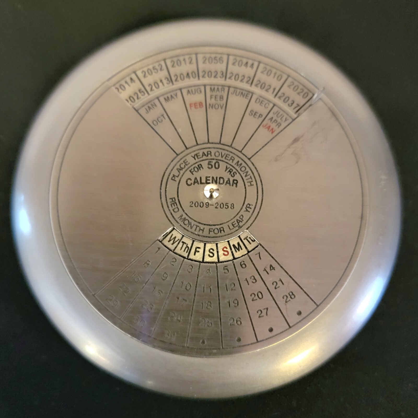 Perpetual Calendar 50 Year 2009-2058 Leap Year Silver Color Paperweight Vtg  | eBay