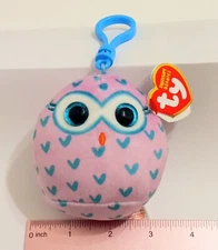 New TY mini 3 WINKS pink Owl blue Key Clip Beanie Squishies Squish-A-Boos Plush 
