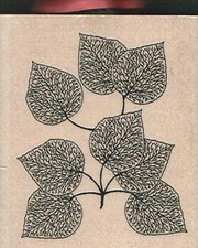 Veined Leaves And Extra Leaf 2 x 2 1/4" Rubber Stamp, Plants Stamp, Nature Stamp