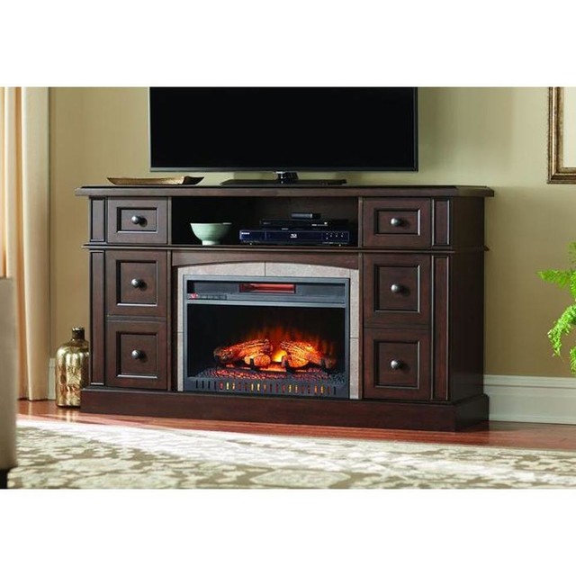 Graham Infrared Electric Fireplace Entertainment Center In Toasted