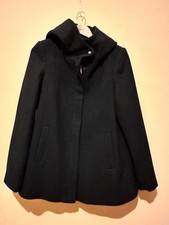 Vera Moda Womens Black Wool Hooded Jacket Coat Size M - Zip