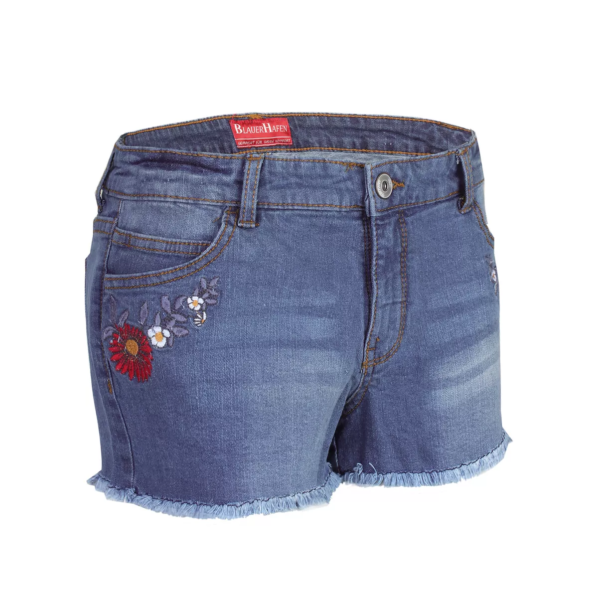 Blue Rolled Hem Denim Shorts Slim Fit High Waist stretch - Temu