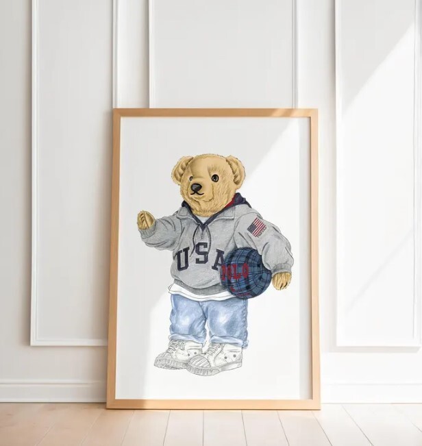 Polo Bear Wall Art Poster, Fashion Magazine Poster