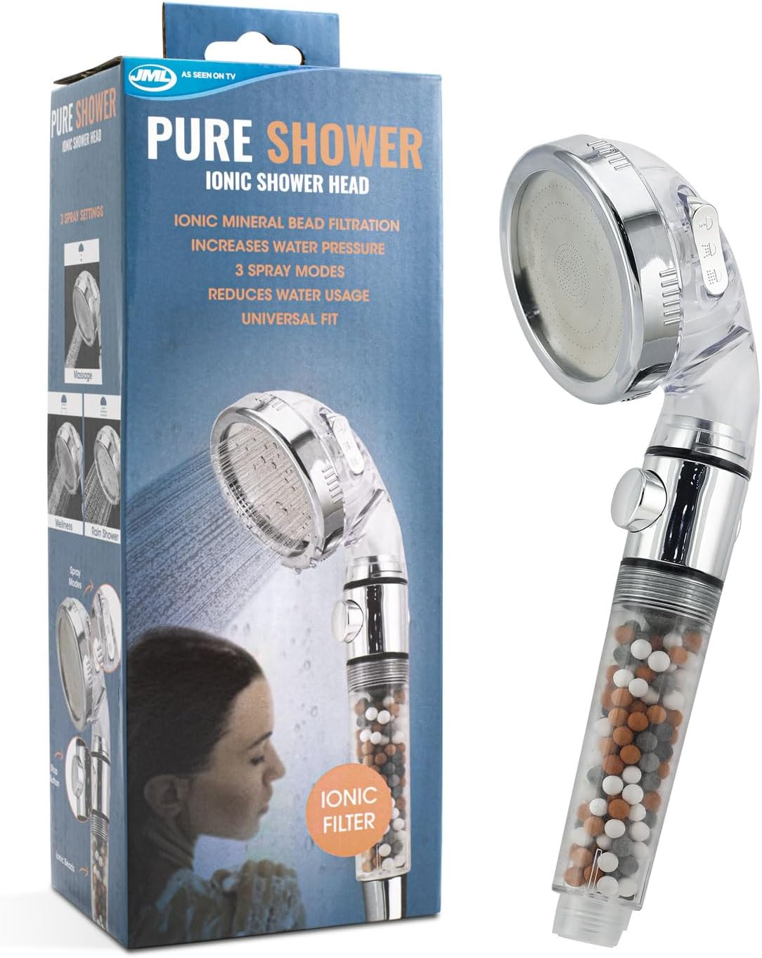 JML Pure Shower - the Powerful, Filtering Shower Head That Increases Pressure bu