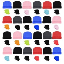 Winterlace 48 Pack Kids Beanies Gloves, Boys Girls Unisex Thermal Stretchy Chi