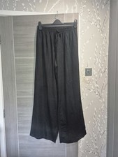 Image of River Island Black Linen Wide Leg Trousers New size 8