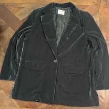 Old Navy Velvet Party Blazer Dark Bottle Green Single Button Jacket L 752079-00