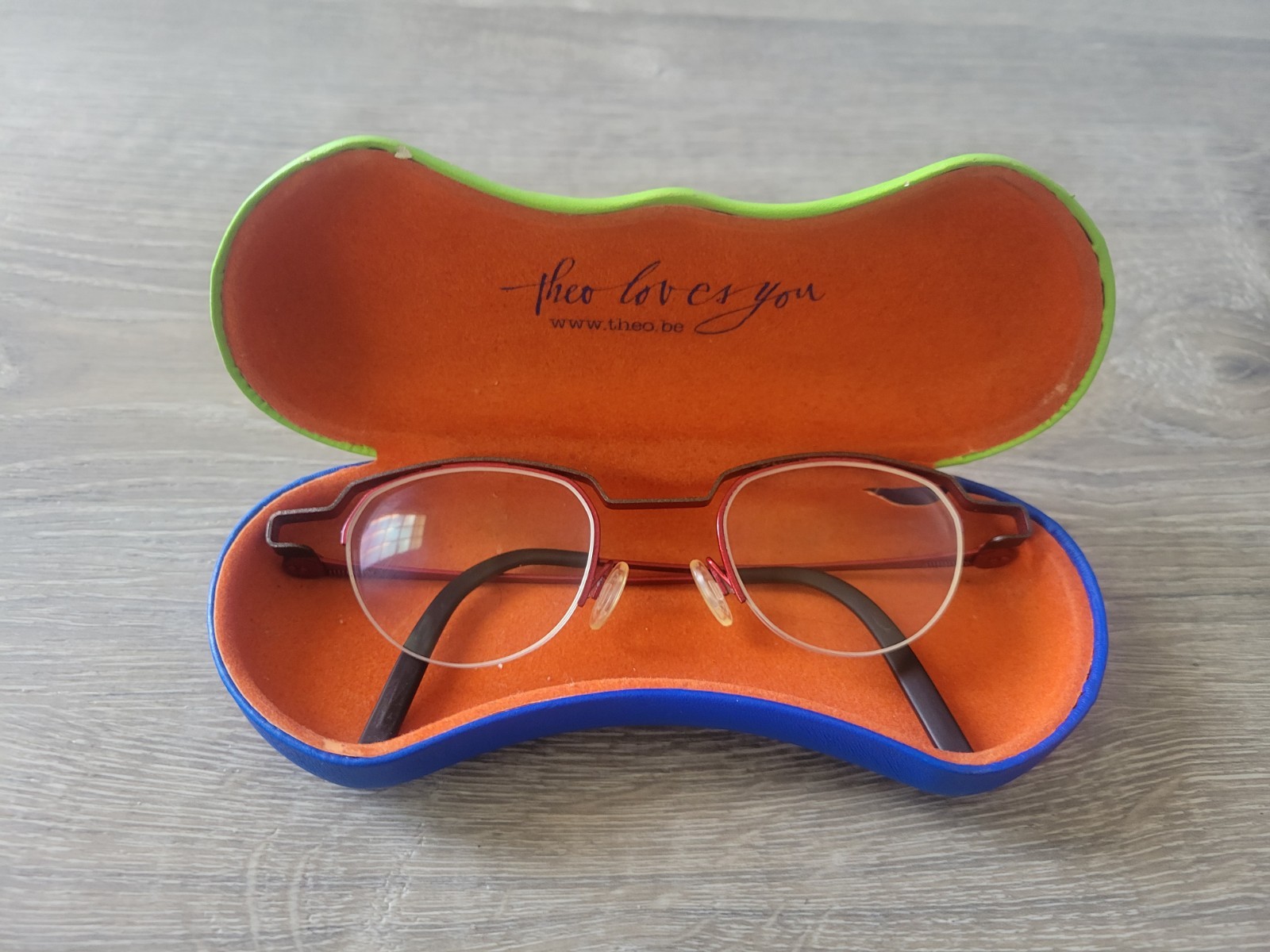 Theo Belgium Puree Vintage Nylor Panto Frame Semi Rimless Red 283 *Frame Only*