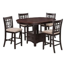Pemberly Row 5 Piece Counter Height Dining Set with Expandable Leaf in Brown